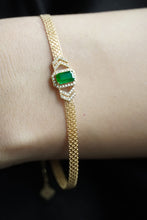 Load image into Gallery viewer, LUOWEND 18K Yellow Gold Real Natural Emerald Bracelet for Women
