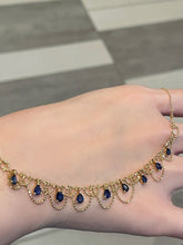 Load image into Gallery viewer, LUOWEND 18K Yellow Gold Natural Sapphire Necklace for Women
