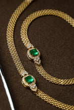 Load image into Gallery viewer, LUOWEND 18K Yellow Gold Real Natural Emerald Bracelet for Women
