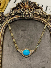 Load image into Gallery viewer, LUOWEND 18K Yellow Gold Natural Turquoise Necklace for Women
