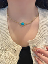 Load image into Gallery viewer, LUOWEND 18K Yellow Gold Natural Turquoise Necklace for Women
