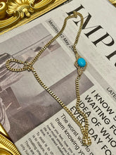 Load image into Gallery viewer, LUOWEND 18K Yellow Gold Natural Turquoise Necklace for Women
