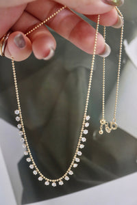 LUOWEND 18K Yellow Gold Diamond Necklace for Women