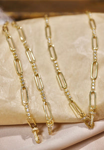 LUOWEND 18K Yellow Gold Real Natural Diamond Necklace for Women