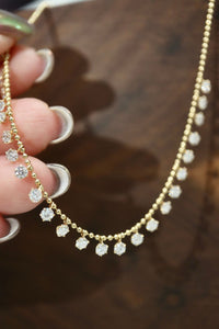 LUOWEND 18K Yellow Gold Diamond Necklace for Women