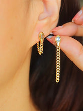 Load image into Gallery viewer, LUOWEND 18K Yellow Gold Real Natural Aquamarine Earrings for Women
