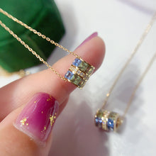 Load image into Gallery viewer, LUOWEND 18K Yellow Gold Natural Color Sapphire Necklace for Women
