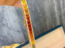 Load image into Gallery viewer, LUOWEND 18K Yellow Gold Natural Color Sapphire Bracelet for Women
