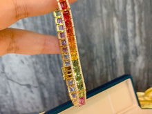 Load image into Gallery viewer, LUOWEND 18K Yellow Gold Natural Color Sapphire Bracelet for Women
