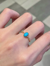 Load image into Gallery viewer, LUOWEND 18K Yellow Gold Natural Turquoise Ring for Women
