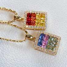 Load image into Gallery viewer, LUOWEND 18K Yellow Gold Natural Color Sapphire Pendant for Women
