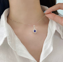 Load image into Gallery viewer, LUOWEND 18K White Gold Real Natural Diamond and Sapphire Necklace for Women

