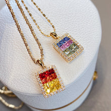 Load image into Gallery viewer, LUOWEND 18K Yellow Gold Natural Color Sapphire Pendant for Women
