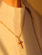 Load image into Gallery viewer, LUOWEND 18K Yellow Gold Real Natural Diamond and Ruby Necklace for Women
