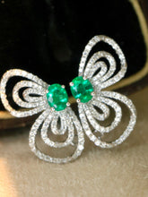 Load image into Gallery viewer, LUOWEND 18K White Gold Natural Diamond and Emerald Earrings for Women
