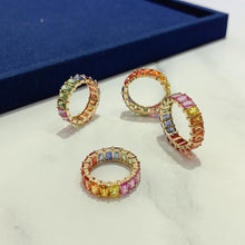 Load image into Gallery viewer, LUOWEND 18K Yellow Gold Natural Color Sapphire Ring for Women
