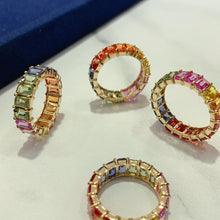 Load image into Gallery viewer, LUOWEND 18K Yellow Gold Natural Color Sapphire Ring for Women
