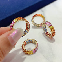 Load image into Gallery viewer, LUOWEND 18K Yellow Gold Natural Color Sapphire Ring for Women
