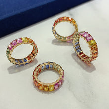 Load image into Gallery viewer, LUOWEND 18K Yellow Gold Natural Color Sapphire Ring for Women
