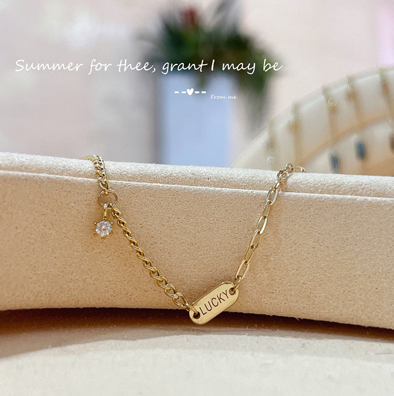 LUOWEND 18K Yellow Gold Real Natural Diamond bracelet and Anklet Chain for Women
