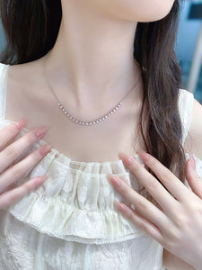 LUOWEND 18K White Gold Real Natural Diamond Necklace for Women