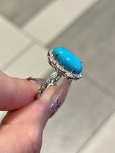 Load image into Gallery viewer, LUOWEND 18K White Gold Natural Turquoise Ring for Women

