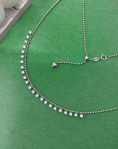 LUOWEND 18K White Gold Real Natural Diamond Necklace for Women
