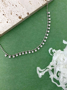 LUOWEND 18K White Gold Real Natural Diamond Necklace for Women
