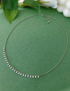LUOWEND 18K White Gold Real Natural Diamond Necklace for Women