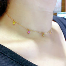 Load image into Gallery viewer, LUOWEND 18K Yellow Gold Natural Color Sapphire Necklace for Women
