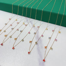 Load image into Gallery viewer, LUOWEND 18K Yellow Gold Natural Color Sapphire Necklace for Women

