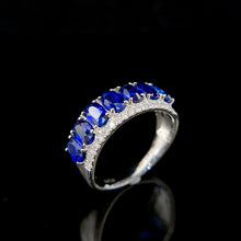 Load image into Gallery viewer, LUOWEND 18K White Gold Real Natural Diamond and Sapphire Ring for Women
