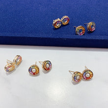 Load image into Gallery viewer, LUOWEND 18K Yellow Gold Natural Color Sapphire Earrings for Women
