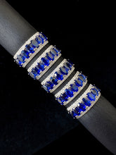 Load image into Gallery viewer, LUOWEND 18K White Gold Real Natural Diamond and Sapphire Ring for Women
