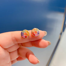 Load image into Gallery viewer, LUOWEND 18K Yellow Gold Natural Color Sapphire Earrings for Women
