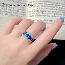 Load image into Gallery viewer, LUOWEND 18K White Gold Real Natural Diamond and Sapphire Ring for Women
