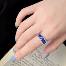 Load image into Gallery viewer, LUOWEND 18K White Gold Real Natural Diamond and Sapphire Ring for Women
