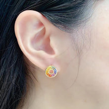 Load image into Gallery viewer, LUOWEND 18K Yellow Gold Natural Color Sapphire Earrings for Women
