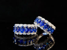 Load image into Gallery viewer, LUOWEND 18K White Gold Real Natural Diamond and Sapphire Ring for Women
