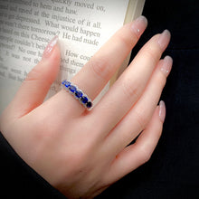 Load image into Gallery viewer, LUOWEND 18K White Gold Real Natural Diamond and Sapphire Ring for Women
