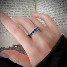 Load image into Gallery viewer, LUOWEND 18K White Gold Real Natural Diamond and Sapphire Ring for Women
