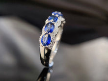 Load image into Gallery viewer, LUOWEND 18K White Gold Real Natural Diamond and Sapphire Ring for Women
