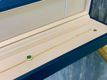 Load image into Gallery viewer, LUOWEND 18K Yellow Gold Natural Emerald Bracelet for Women
