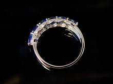 Load image into Gallery viewer, LUOWEND 18K White Gold Real Natural Diamond and Sapphire Ring for Women
