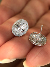 Load image into Gallery viewer, LUOWEND 18K White Gold Natural Diamond Stud Earrings for Women
