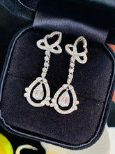 Load image into Gallery viewer, LUOWEND 18K White Gold Real Natural Diamond Drop Earrings for Women
