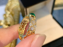Load image into Gallery viewer, LUOWEND 18K Yellow Gold Natural Emerald Ring for Women
