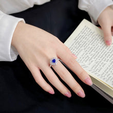Load image into Gallery viewer, LUOWEND 18K White Gold Real Natural Diamond and Sapphire Ring for Women
