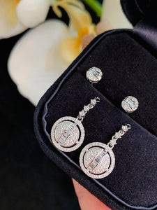 LUOWEND 18K White Gold Real Natural Diamond Drop Earrings for Women