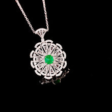 Load image into Gallery viewer, LUOWEND 18K White Gold Real Natural Diamond and Emerald Necklace for Women
